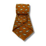 Orange Scottie Dog Printed Wool Tie Hand Finished