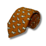 Orange Scottie Dog Printed Wool Tie Hand Finished