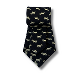 Navy Scottie Dog Printed Wool Tie Hand Finished