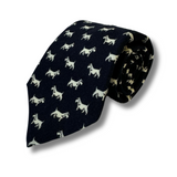 Navy Scottie Dog Printed Wool Tie Hand Finished