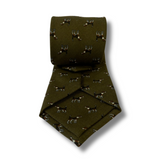 Green Pointer Dog Printed Wool Tie Hand Finished