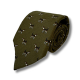 Green Pointer Dog Printed Wool Tie Hand Finished