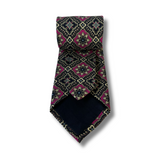 Pink & Navy Mosaic Printed Silk Tie Hand Finished