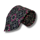 Pink & Navy Mosaic Printed Silk Tie Hand Finished