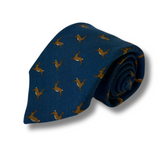 Blue Hare Printed Wool Tie Hand Finished