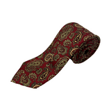 Red Cream Paisley Printed Silk Tie