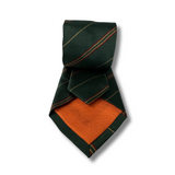 Bottle Green Striped Woven Skinny Silk Tie Hand Finished