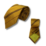 Pollen Yellow Striped Woven Skinny Silk Tie Hand Finished