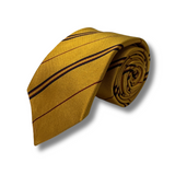 Pollen Yellow Striped Woven Skinny Silk Tie Hand Finished