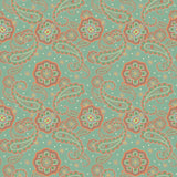 Paisley Design Fabric - Messy Spot Mint Oil Painting