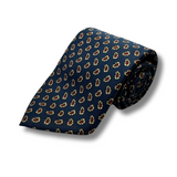 Navy Neat Screen Printed Silk Tie