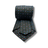 Brown & Blue Neat Screen Printed Silk Tie