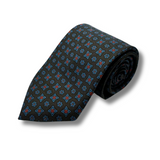 Brown & Blue Neat Screen Printed Silk Tie