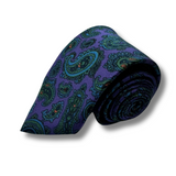 Purple Paisley Screen Printed Silk Tie