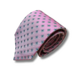 Pink Motif Woven Silk Tie Hand Finished