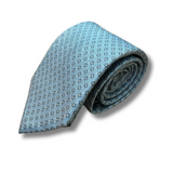 Pale Blue Floral Motif Woven Silk Tie Hand Finished