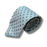 Pale Blue Floral Motif Woven Silk Tie Hand Finished