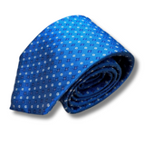 Blue Floral Neat Woven Silk Tie Hand Finished