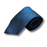 Navy Floral Neat Woven Silk Tie Hand Finished