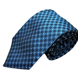 Navy & Blue Chequered Woven Silk Tie Hand Finished