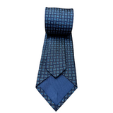 Navy Square Neat Woven Silk Tie Hand Finished