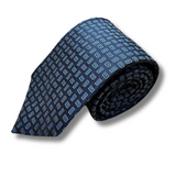 Navy Square Neat Woven Silk Tie Hand Finished