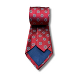 Red & Blue Floral Neat Woven Silk Tie Hand Finished