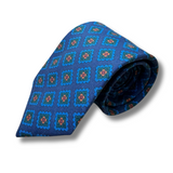 Navy and Blue Neat Printed Silk Tie Hand Finished