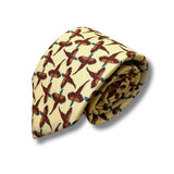 Cream Pheasant Printed Wool Tie Hand Finished