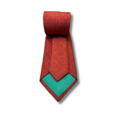 Orange & Green Spotted Printed Wool Tie Hand Finished