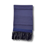 Navy Silk Scarf with Navy Tassels Hand Knotted