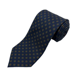 Navy & Green Neat Screen Printed Silk Tie