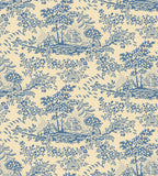 Toile Design Fabric - Vine Blue