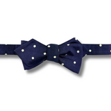 Navy Spotted Bow Tie - 5cm Pointed Bow