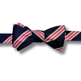 Navy & Pink Striped Bow Tie - 6cm Classic Bow