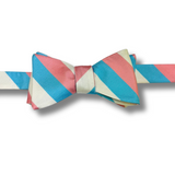 Blue & Pink Striped Bow Tie - 6cm Classic Bow