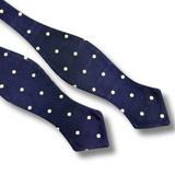 Navy Spotted Bow Tie - 5cm Pointed Bow