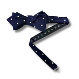 Navy Spotted Bow Tie - 5cm Pointed Bow