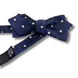 Navy Spotted Bow Tie - 5cm Pointed Bow