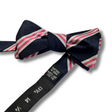 Navy & Pink Striped Bow Tie - 6cm Classic Bow