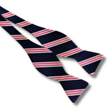 Navy & Pink Striped Bow Tie - 6cm Classic Bow