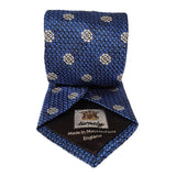 Blue Flower Woven Silk Tie Hand Finished - British Made