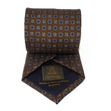 Brown Neats Printed Silk Tie Hand Finished - British Made