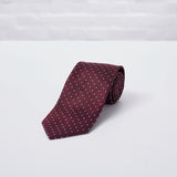 Burgundy Spot Woven Silk Tie Hand Finished - British Made