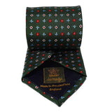 Green Leaves & Flower Woven Silk Tie Hand Finished - British Made