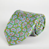 Green Paisley Printed Silk Tie - British Made