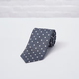 Grey Large Spot Printed Silk Tie