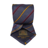 Light Navy Stripe Silk Tie Woven Hand Finished - British Made