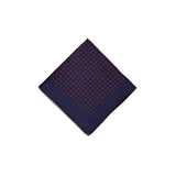 Navy Red Classic Spot Print Silk Pocket Square