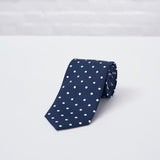 Navy White Large Spot Printed Silk Tie